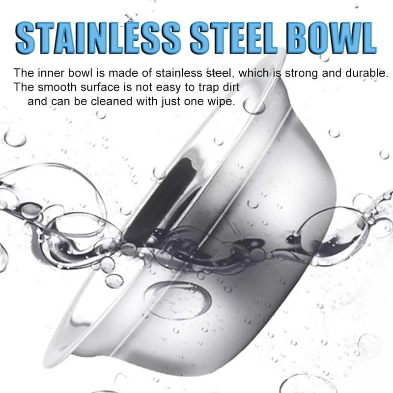 AKEISHE Double Cat Food Bowl -Stainless Steel Bowls with Easy-to-Clean Detachable Design, Non-Slip Base, Pet Feeder for Kittens and Medium Cats (Blue) - Image 3